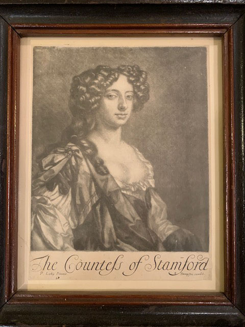 Framed historic photo labelled "The Countess of Stamford"