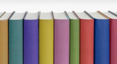Row of books with colorful spines