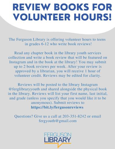 flyer about book review volunteering