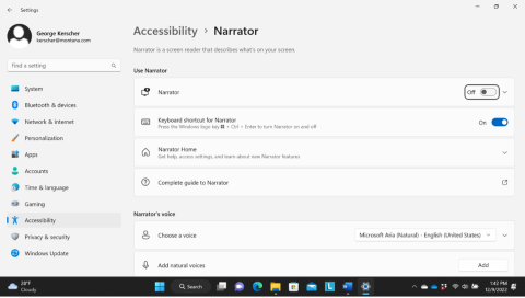 Figure 8- Narrator Initial Settings Home Page.png