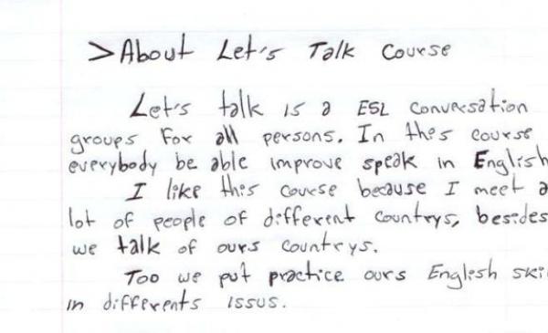 Jose's Story About Let's Talk written response scan