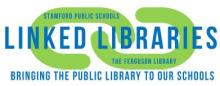 Linked Libraries graphic logo: "Stamford Public Schools; The Ferguson Library Bringing the public library to our schools."